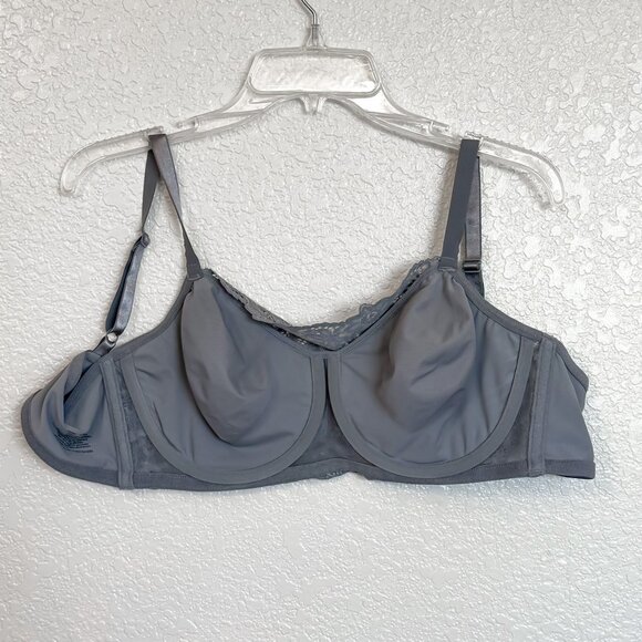 Olga Pretty Lace Cami Bra 42C Gray Floral Full Coverage Underwire Softcore - Picture 4 of 7